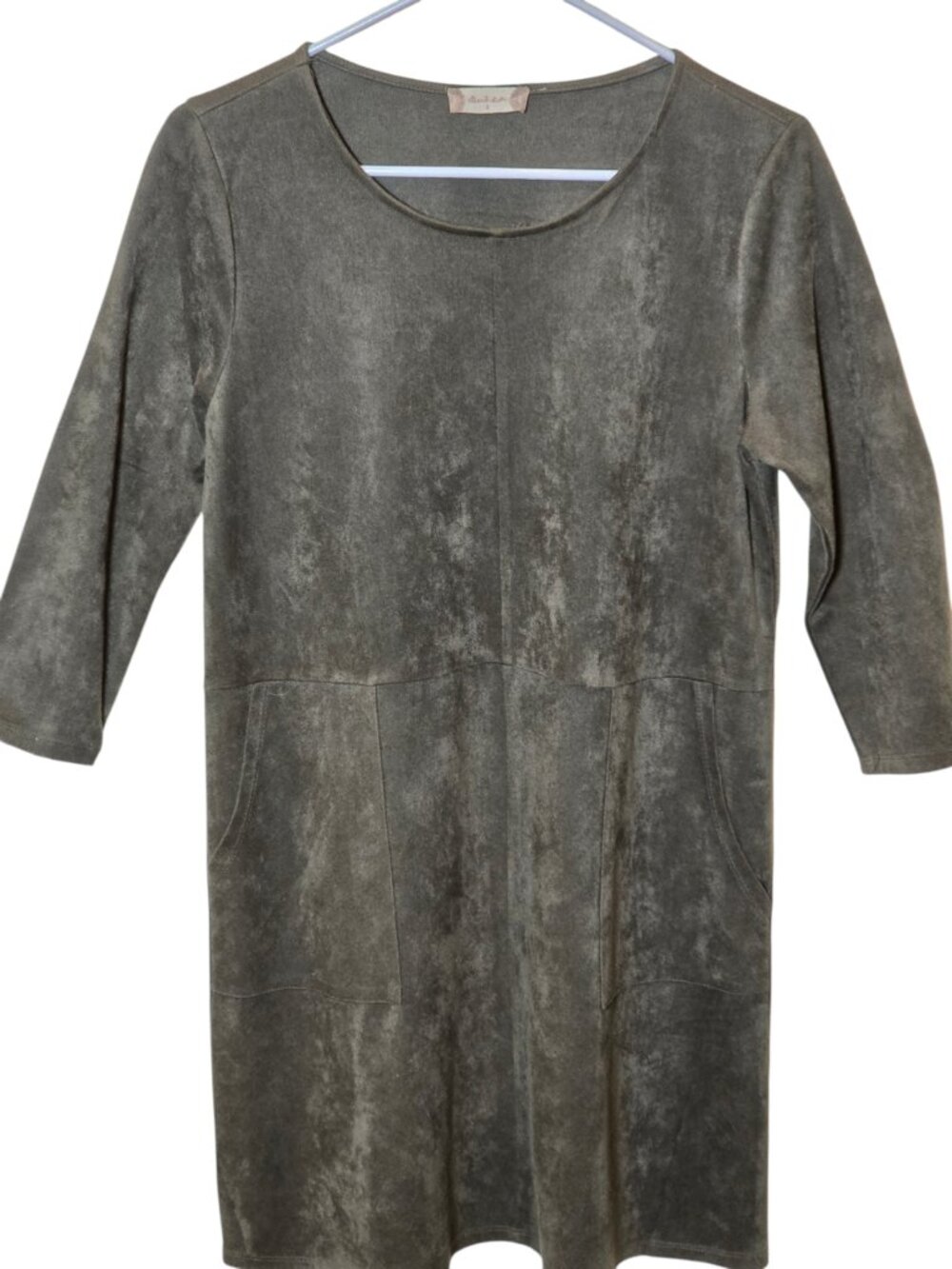 Altar’d State Faux Suede Shift Dress Small Olive Green Boho Dress